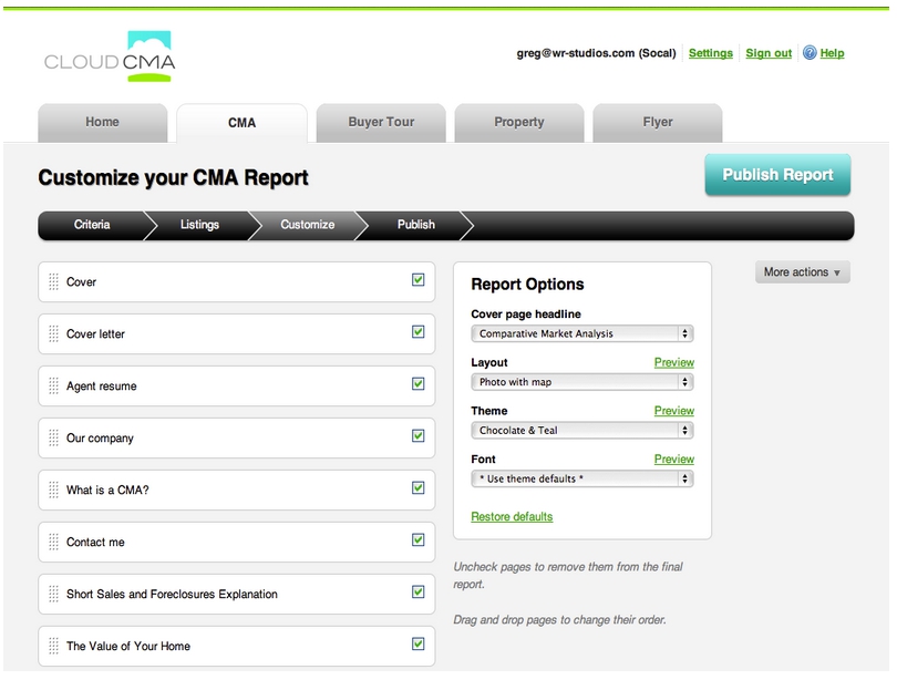 cloudcma report screen
